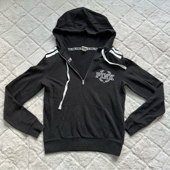 Victoria's Secret PINK | Black Quarter Zip Hoodie | Size Small - Picture 5 of 11